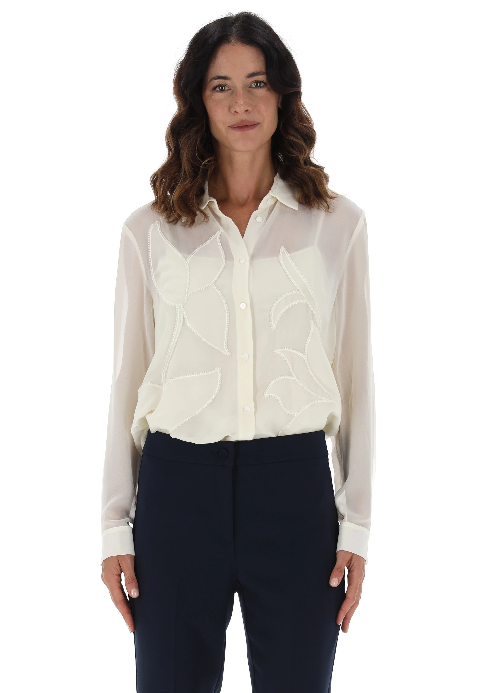 Camicia velata con canotta PennyBlack con ricamo perlinato